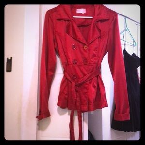 Cute Red Silk Peacoat